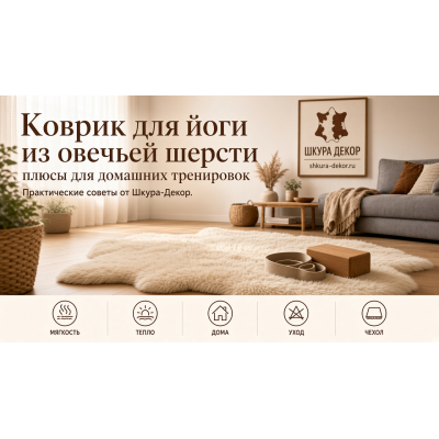 Коврик для йоги из овечьей шерсти