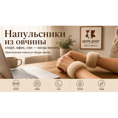 Напульсники из овчины: спорт, офис, сон
