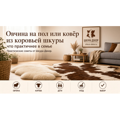 Овчина на пол vs ковёр из коровьей шкуры: что практичнее в семье с детьми и животными
