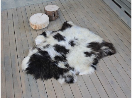 Овчина (молочная с черными пятнышками) с волнистым ворсом 110 х 70 см.